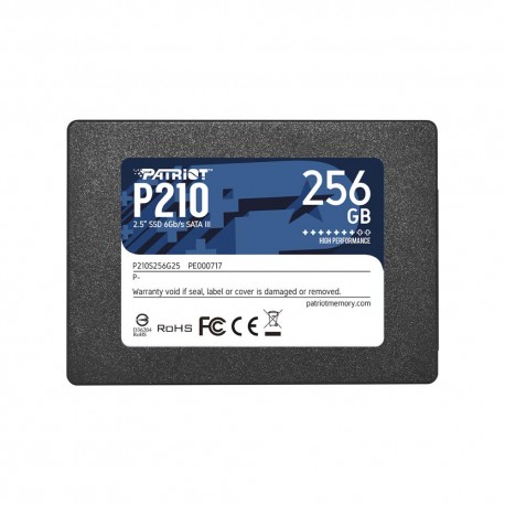 SSD|PATRIOT|P210|256GB|SATA 3.0|Write speed 400 MBytes/sec|Read speed 500 MBytes/sec|2,5"|TBW 120 TB|P210S256G25