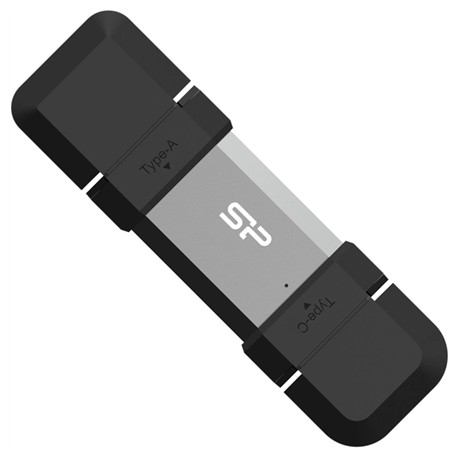 SILICON POWER 64 GB, USB TYPE-A and TYPE-C FLASH DRIVE, MOBILE C51, Silver