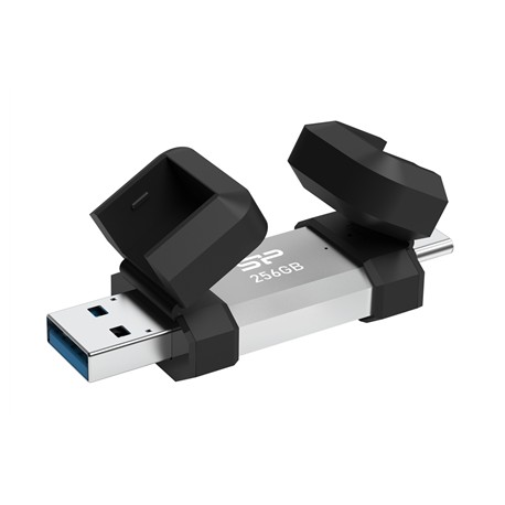 SILICON POWER 256 GB, USB TYPE-A and TYPE-C FLASH DRIVE, MOBILE C51, Silver