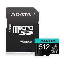 MEMORY MICRO SDXC 512GB W/AD./AUSDX512GUI3V30SA2-RA1 ADATA