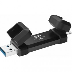 SILICON POWER DS72 Dual USB-C/USB 3.2 Gen 2 Portable External SSD, 1TB, Black | Portable External SSD | DS72 | 1000 GB | USB Typ