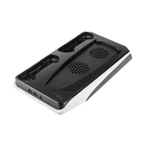 Fixed Multifunctional Station for PlayStation 5 with Cooling and Charging for two DualSense Controllers | FIXPS5-MCS-BW