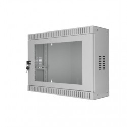 SOMI Networks | 3U, 19” Standard Vertical Installation Vertical Mount Cabinet | 3U-54/18SNC | Gray | Cable Entrances Glass Doors