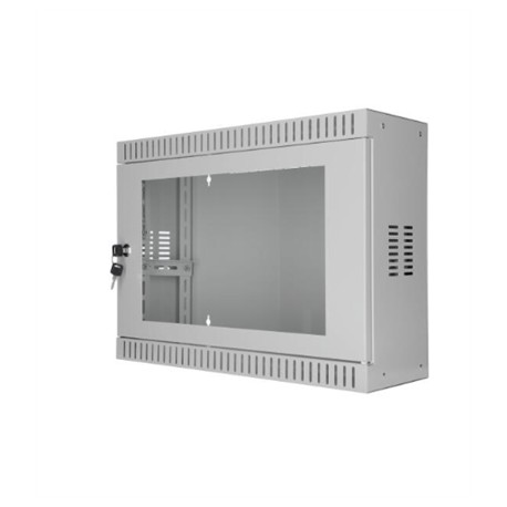 SOMI Networks | 3U, 19” Standard Vertical Installation Vertical Mount Cabinet | 3U-54/18SNC | Gray | Cable Entrances Glass Doors