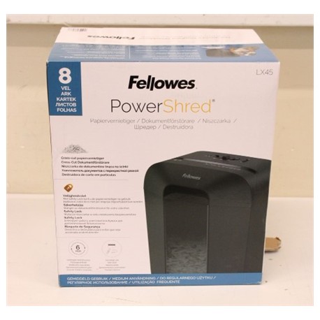 SALE OUT. Fellowes Shredder LX45 black | Cross-Cut | LX45 | Black | Paper shredding | Credit cards shredding | DAMAGED PACKAGING