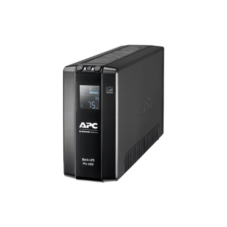 APC Back-UPS Pro, 650VA/390W, Tower, 230V, 6x IEC C13 outlets, AVR, LCD, User Replaceable Battery, Black