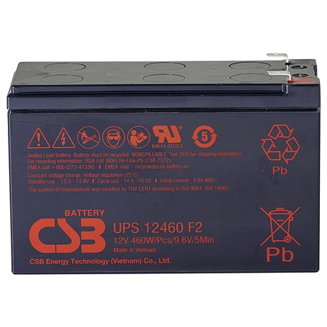 CSB Battery Battery 12V, 9Ah, AGM | UPS12460F2 | 460 W