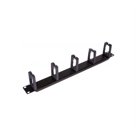 SOMI Networks | 19“ Cable Management Bar with 5pcs Plastc Rings | CMB-03 | Black | Ring Diameter 45x70mm