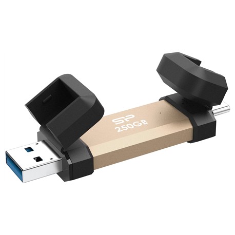 Silicon Power DS72 | 250 GB | USB Type-A/USB Type-C 3.2 Gen 2 | Gold