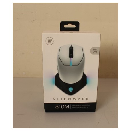 SALE OUT. Dell Mouse Alienware 610M Wired / Wireless Gaming Mouse - AW610M (Lunar Light), UNPACKED, USED, SCRATCHED ON BACK | De