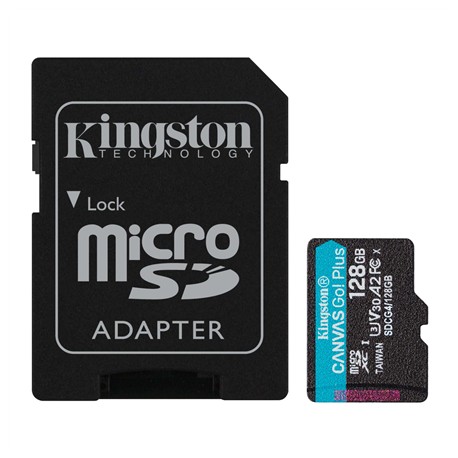 Kingston | Canvas Go! Plus | 128 GB | microSD | Flash memory class Class 10, UHS-I, U3, V30, A2