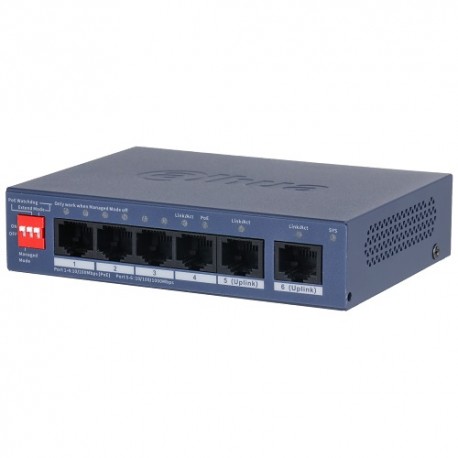 PoE šakotuvas valdomas100Mbps 4portų+2G uplink