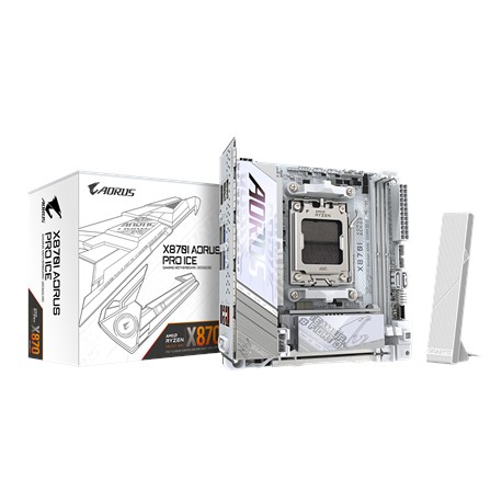 Gigabyte X870I AORUS PRO ICE | Processor family AMD | Processor socket AM5 | DDR5 SDRAM | Supported hard disk drive interfaces M