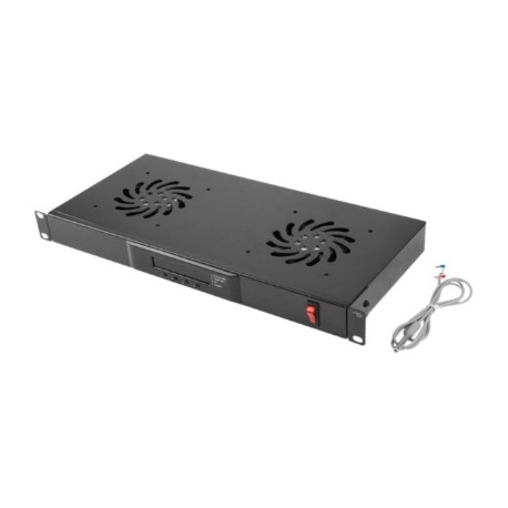 Lanberg 19" fan unit/ventilation panel with LCD 2 fans + thermostat 230V | AK-1502-B | Black