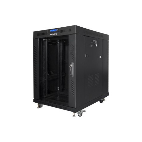 Lanberg | Rack cabinet 19" free-standing 15U/600x800 (flat pack) with glass door, LCD | FF01-6815-12BL | Black