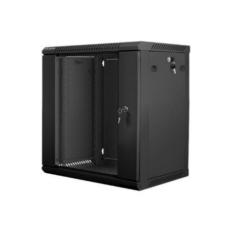 Lanberg | Rack cabinet 19" wall-mount 12U/600x450 (flat pack) with glass door | WF01-6412-10B | Black