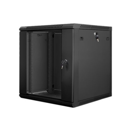 Lanberg | Rack cabinet 19" wall-mount 12U/600x600 (flat pack) with glass door | WF01-6612-10B | Black