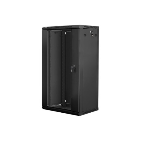 Lanberg | Rack cabinet 19" wall-mount 22U/600x450 (flat pack) with glass door | WF01-6422-10B | Black