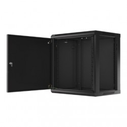 Lanberg | Rack cabinet 19" wall-mount 12U/600x450 for self-assembly with metal door (flat pack) | WF01-6412-00B | Black