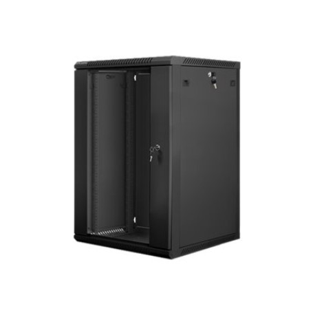 Lanberg | Rack cabinet 19" wall-mount 18U/600x600 (flat pack) with glass door | WF01-6618-10B | Black