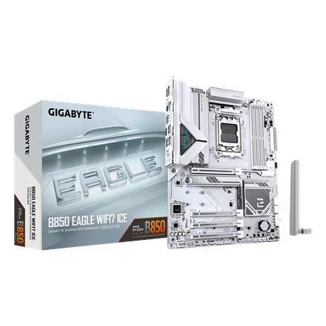 Gigabyte B850 EAGLE WF7 ICE | Processor family AMD | Processor socket AM5 | DDR5 | Supported hard disk drive interfaces SATA, M.