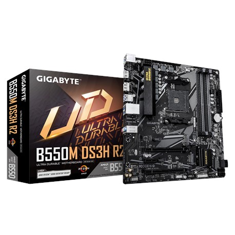 Gigabyte B550M DS3H R2 | Processor family AMD | Processor socket AM4 | DDR4 DIMM | Supported hard disk drive interfaces SATA, M.