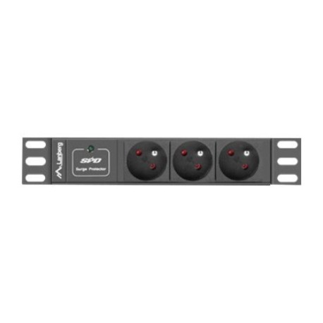 Lanberg Power Distribution Unit (PDU) 10" 1U 16A 2m 3x French Outlets | PDU-03E-0200-BK