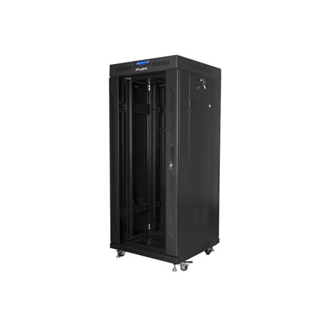 Lanberg | Rack cabinet 19" free-standing 27U/600x600 (flat pack) with glass door lCD V2 | FF01-6627-12BL | Black