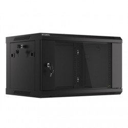 Lanberg | Rack cabinet 19" wall-mount 6U/600x450 (flat pack) with glass door V2 | WF01-6406-10B | Black