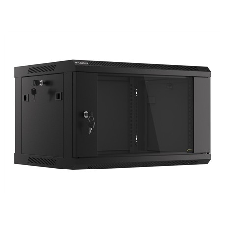 Lanberg | Rack cabinet 19" wall-mount 6U/600x450 (flat pack) with glass door V2 | WF01-6406-10B | Black