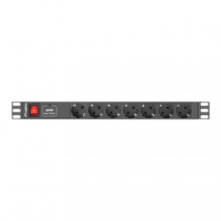 Lanberg Power Distribution unit (PDU) 19" 1U 16A 2m 7X Schuko oulets, black | Lanberg
