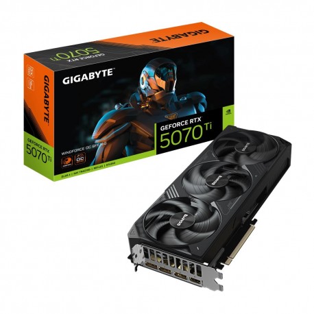 Graphics Card|GIGABYTE|NVIDIA GeForce RTX 5070 Ti|16 GB|GDDR7|256 bit|PCIE 5.0 16x|Triple slot Fansink|1xHDMI|3xDisplayPort|GV-N
