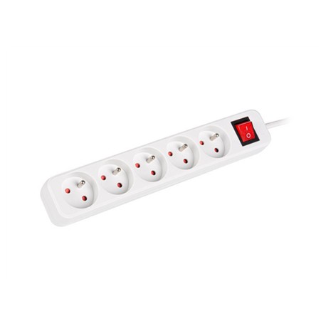 Lanberg Cable Power Strip, 5X French Outlets with Switch, Quality-Grade Copper, 3 m | PS1-05E-0300-W
