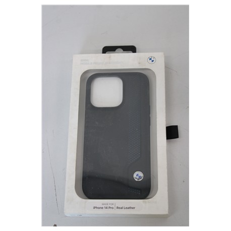 SALE OUT. BMW BMHCP14L22RBDK case iPhone 14 Pro 6.1" black/black hardcase Leather Blue Dots DIRTY PACKAGING | BMW DIRTY PACKAGIN