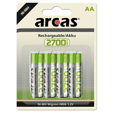 Arcas | 17727406 | AA/HR6 | 2700 mAh | Rechargeable Ni-MH | 4 pc(s)