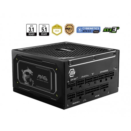 Power Supply|MSI|MAG A1000GL PCIE5 II|ATX 3.1|1000 Watts|Efficiency 80 PLUS GOLD|PFC Active|MAGA1000GLPCIE5II