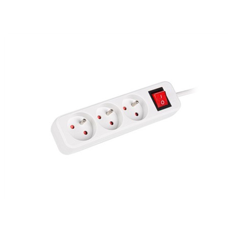 Lanberg Cable Power Strip 3M 3X French Outlets with Switch, Quality-Grade Copper | PS1-03E-0300-W