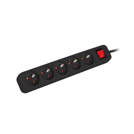 Lanberg Cable Power Strip 3M 5X French Outlets with Switch, Quality-Grade Copper | PS1-05E-0300-BK