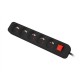 Lanberg Cable Power Strip 3M 5X French Outlets with Switch, Quality-Grade Copper | PS1-05E-0300-BK