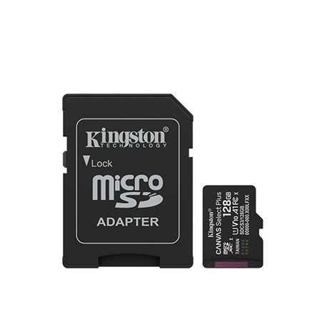 Kingston Canvas Select Plus | 128 GB | microSD | Flash memory class Class 10, UHS-I, U1/U3, video class 10/30, A1
