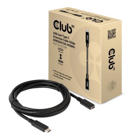CABLE USB-C TO USB-C 2M/M/F CAC-1529 CLUB3D