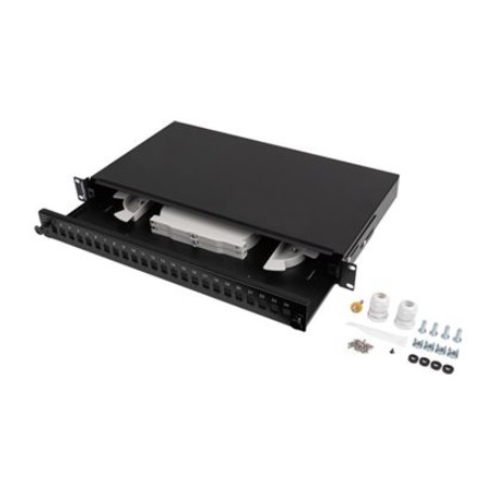 Lanberg Rackmount 19" 1U Fiber Patch panel 24xSC Simplex/24XLC Duplex Black + Accessories | Lanberg