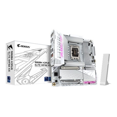 Gigabyte B860M AORUS ELITE WIFI6E ICE | Processor family Intel | Processor socket LGA1851 | DDR5 | Supported hard disk drive int