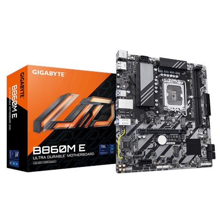 Gigabyte B860M E | Processor family Intel | Processor socket LGA1851 | DDR5 | Supported hard disk drive interfaces SATA, M.2 | N