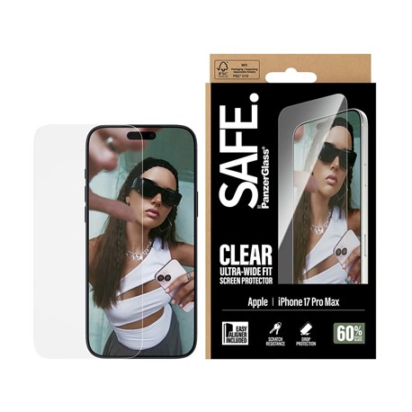 PanzerGlass Screen protector | Apple | iPhone 17 Pro Max | Transparent | Ultra-Wide Fit w. EasyAligner
