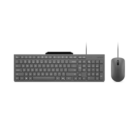 Lenovo Accessories 310 USB-A Wired Combo - US English | Lenovo Keyboard and Mouse | Wired with Phone holder | EN