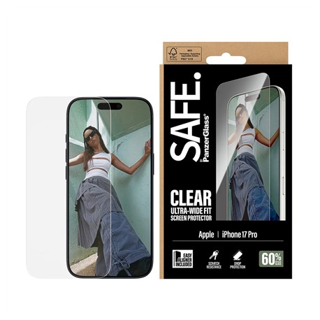 PanzerGlass Screen protector | Apple | iPhone 17 Pro | Transparent | Ultra-Wide Fit w. EasyAligner