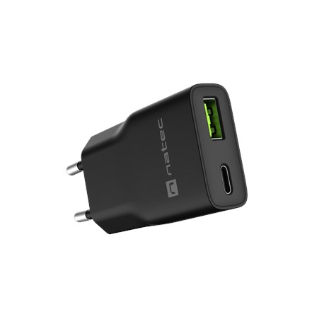 Natec Ribera USB Charger Gan Slim USB 1X USB-A + 1X USB-C 20W | NUC-2377