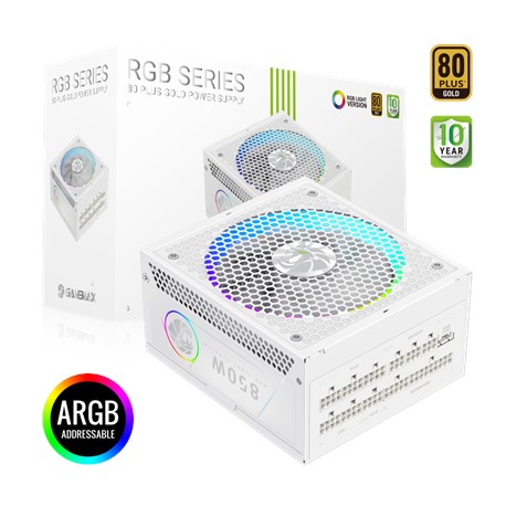 Gamemax PSU | RGB 850G WH | 850 W | Gold | Full Modular | White