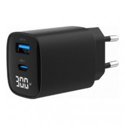Gembird TA-UC-PDQC30LCD-BK-01 2-port 30W USB fast charger, LCD, black | Gembird